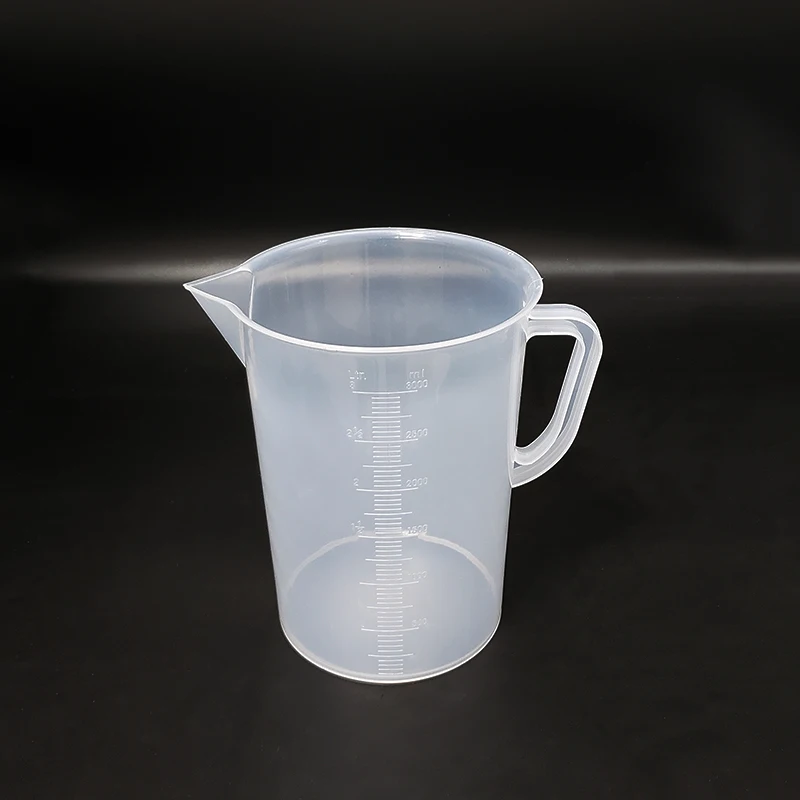 With handle plastic beaker in low form ,Capacity 3000ml,Plastic measuring cup,Laboratory plastic beaker with handle