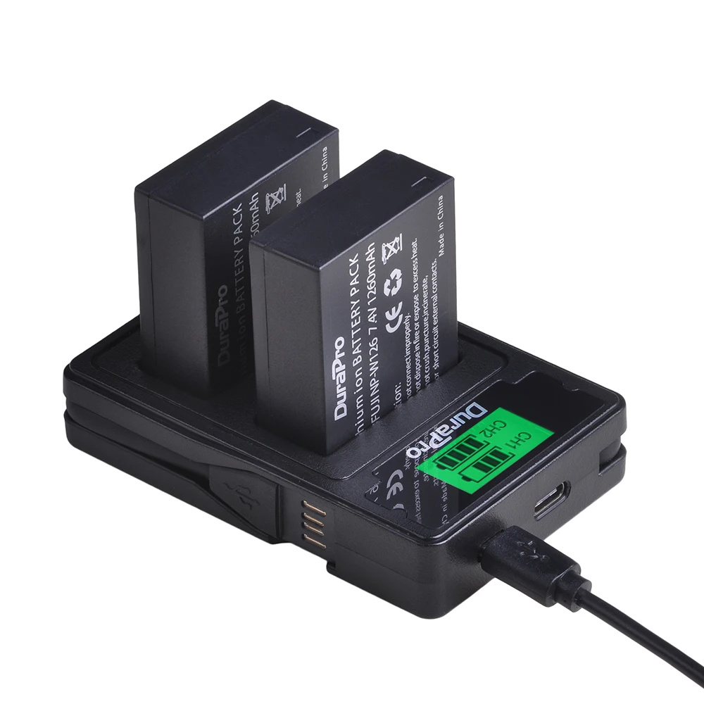 2X1260 мА/ч NP-W126 NP W126 Камера Li-Ion Батарея + ЖК-дисплей USB Dual Зарядное устройство для