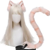 3pcsset lolita handmade furry animal cat ear tail set plush ear hairhoop kc hairband cosplay hair accessories