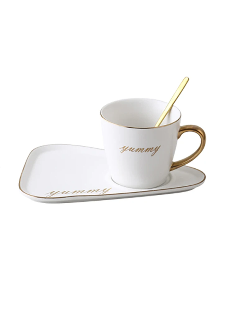 

European Luxurious Ceramic Office Coffee Cup And Saucer Set Milk Tea Mugs Birthday Couples Gifts Friends Cup With Spoon Gift Box