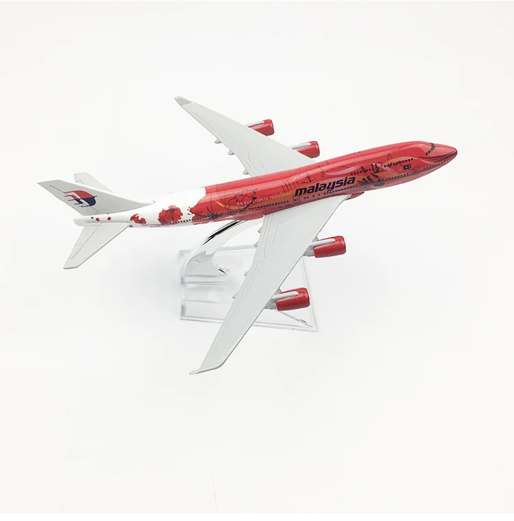 

20cm Alloy Metal Air Malaysia B747 Red Flower Airlines Airplane Model Malaysia Boeing 747 Plane Model Aircraft Kids Gifts