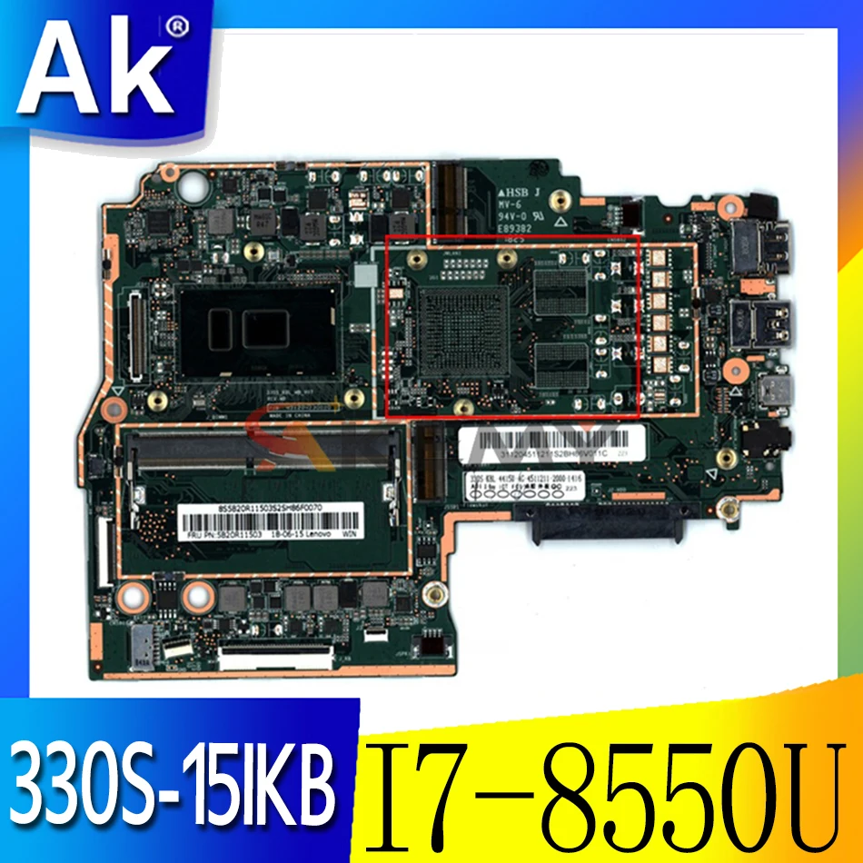 

Материнская плата Akemy для ноутбука Lenovo 330S-15IKB, процессор I7 8550U, ОЗУ 4 Гб DDR4, протестирована на 100%, новый продукт