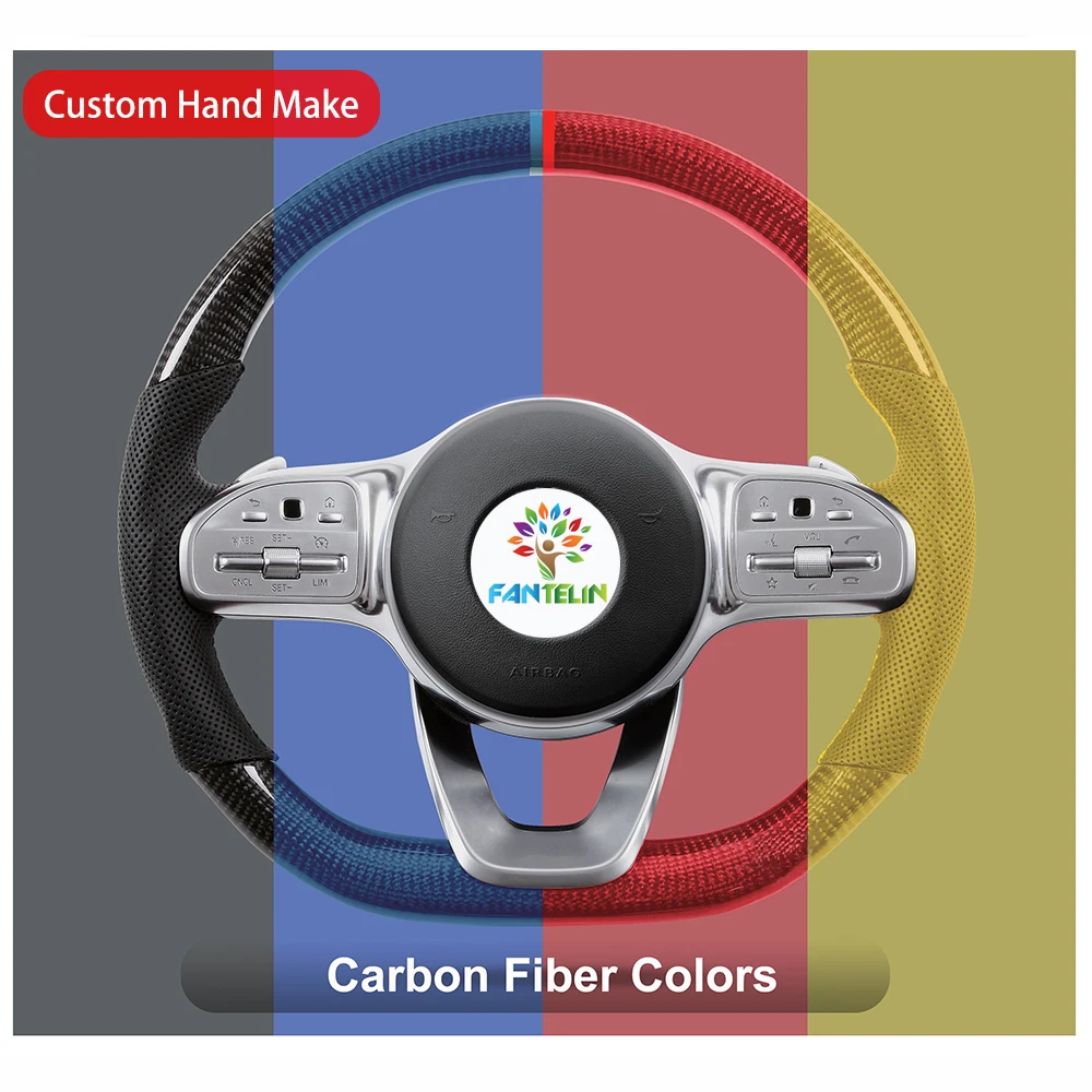 

Gloss Carbon Fiber Sports Steering Wheel Perforated Leather compatible for Hyundai Elantra Veloster IX35 2012-2015