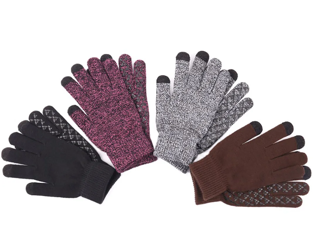 

Мужские перчатки для сенсорного экрана, кашемировые вязаные перчатки, вязаные перчатки, теплые перчатки для рук, утолщенная подкладка, закр...