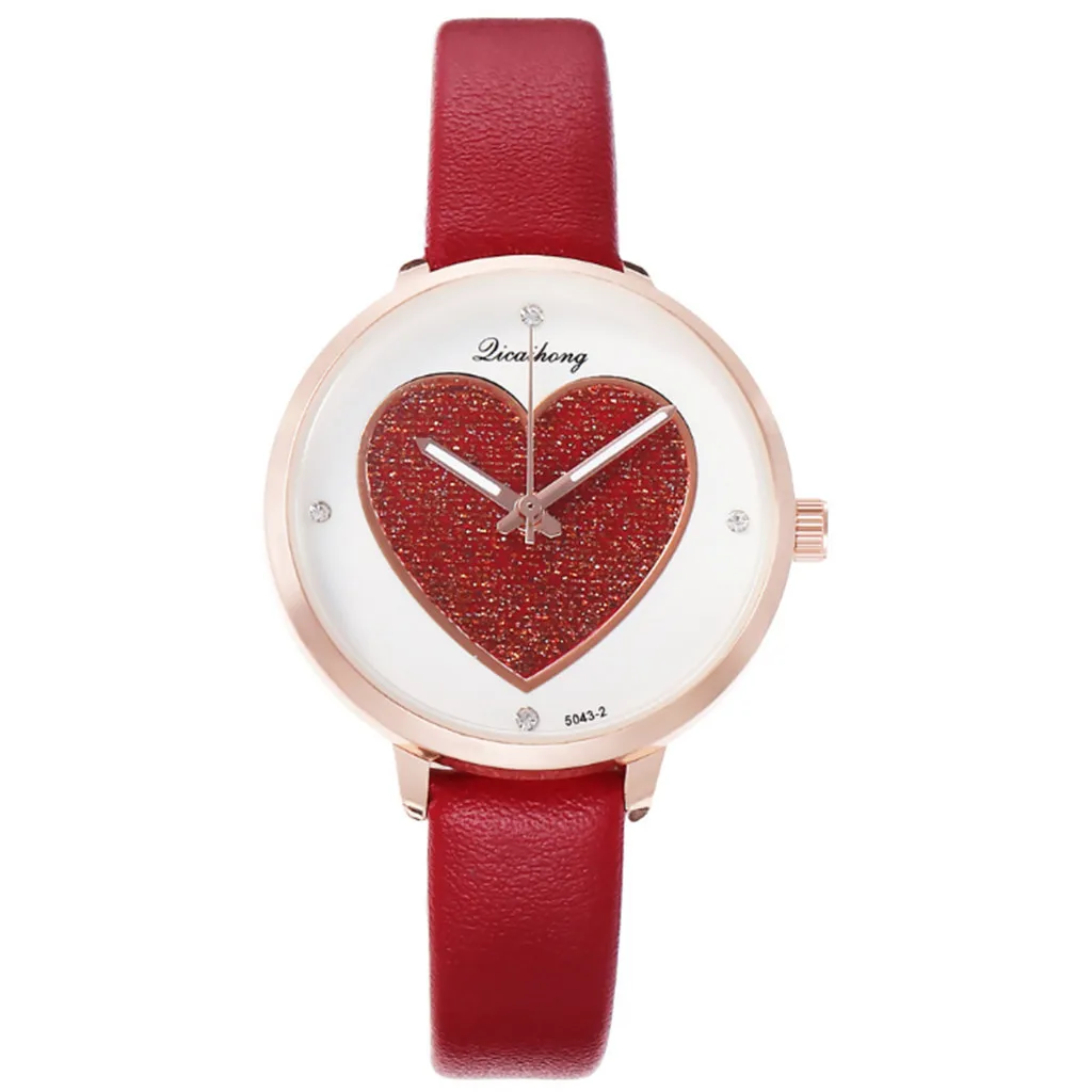 Повседневные свежие парные часы женские индивидуальные персиковые с сердечком и