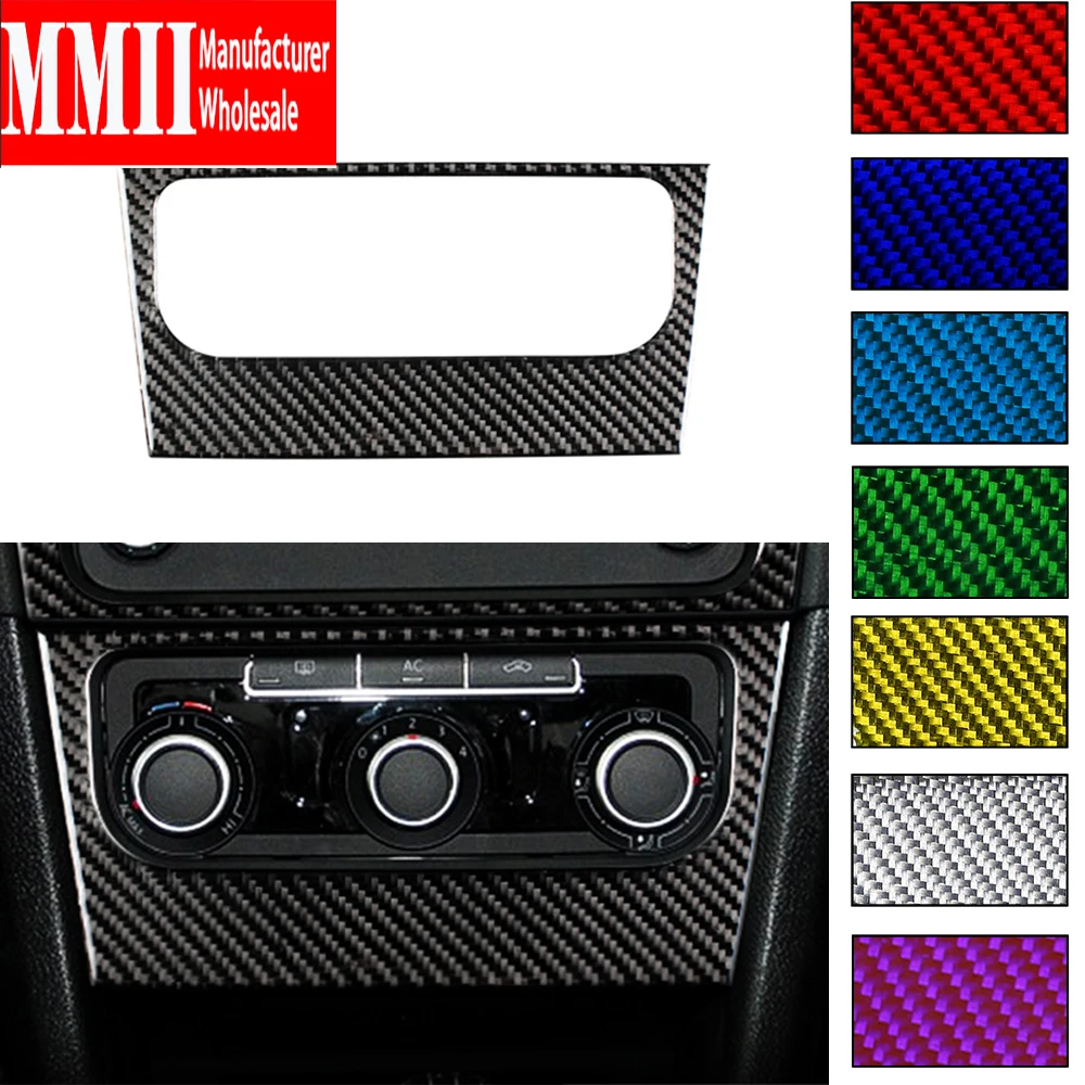 

For VW Golf6 MK6 2008 2009 2010 2011 2012 Carbon Fiber Stikcers Air Conditioning Panel CD Button Frame Interiors Car Accessories