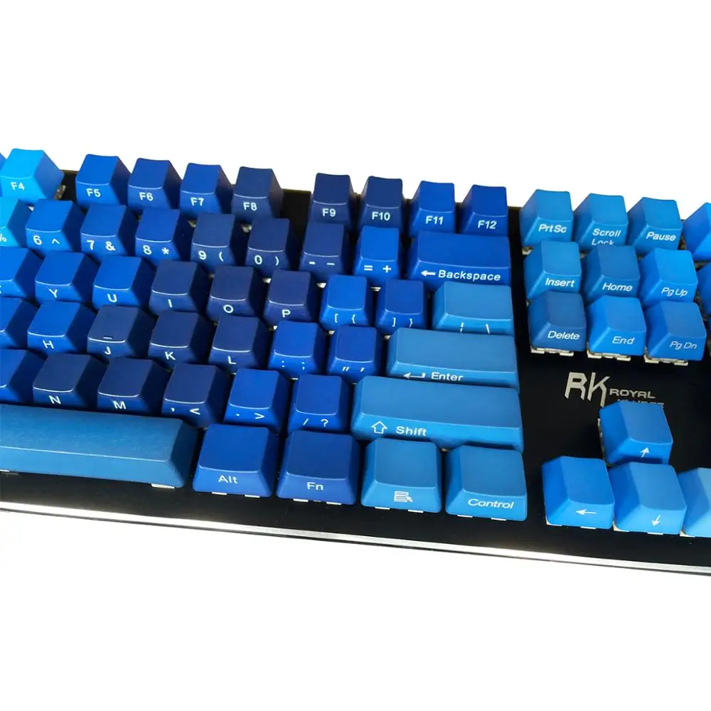 Клавишные колпачки цвета синего океана с градиентом PBT 87 108 OEM профиль ANSI ISO