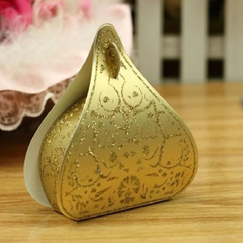 

10 Pcs European Romantic Gold Peach Heart Wedding Candy Boxes Wedding Favours Box Gift Boxes Present Box Party Supplies