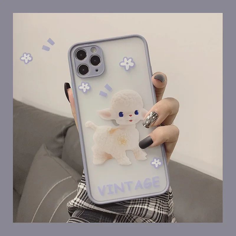 

Gray Blue Cartoon Sheep Case For iPhone 12 Pro 12 Mini 11 Pro Max SE 2020 7 8 7Plus 8Plus XR X XS MAX