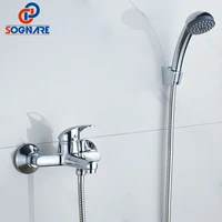 torneiras do banheiro shower wall mounted shower head hot and cold water mixer chrome bath faucet set and handheld shower head