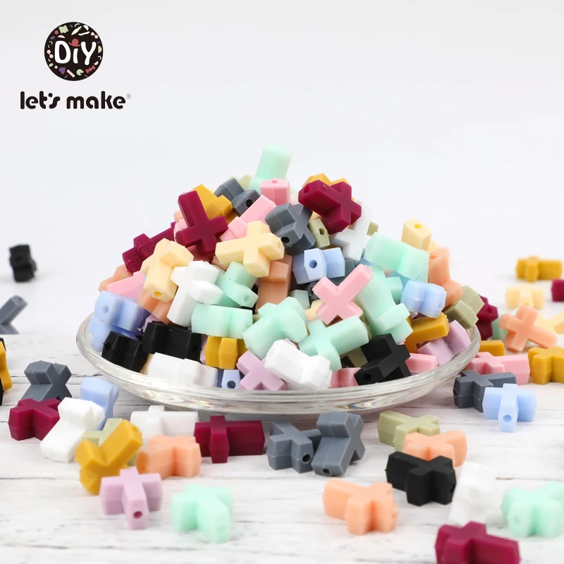 Let's Make Silicone Teether Beads Of Cross 10pcs Food Grade Teething Making DIY Dummy Clip Chains Baby Teethers | Мать и ребенок