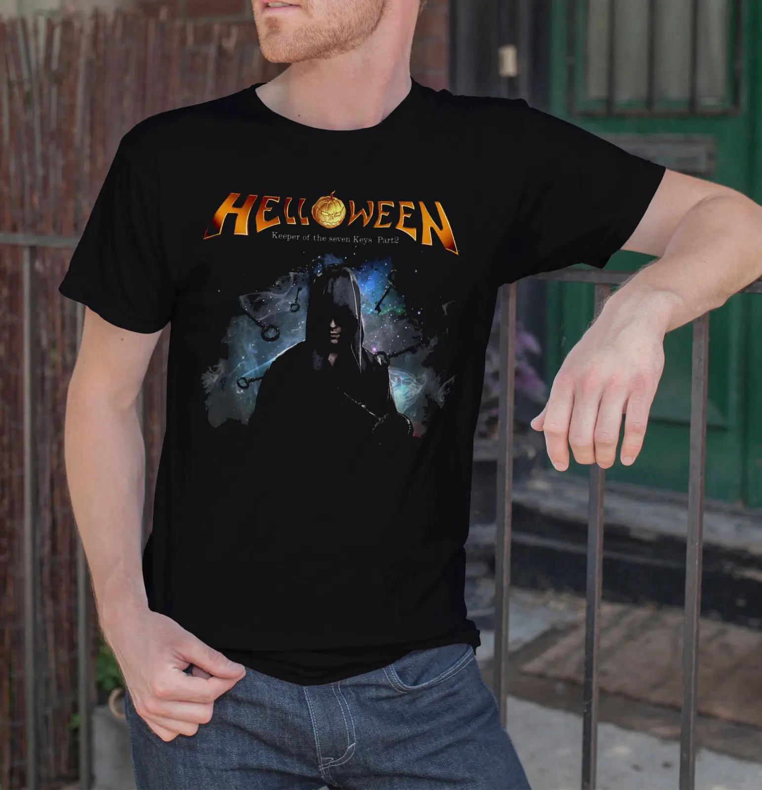 Мужская черная футболка hellowen Keeper of The Seven Keys с металлической лентой Fan мужская