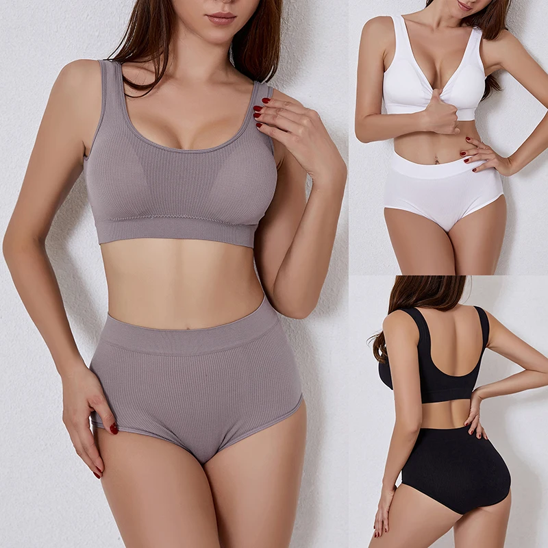 

Комплект женского нижнего белья, сексуальные стринги, женские бесшовные стринги, комплект с бюстгальтером без косточек, спортивный топ, ниж...