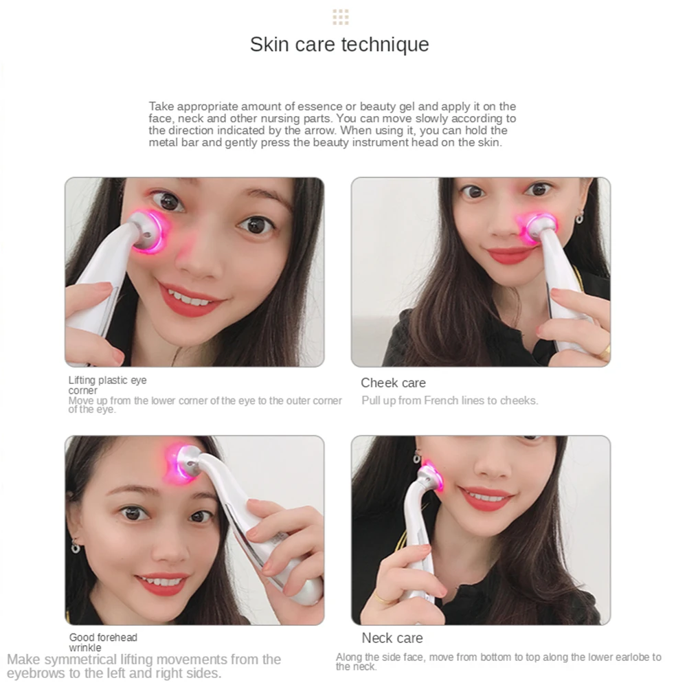 Массажер для глаз с теплом и светодиодный фотон RF радиочастотный EMS красоты микро