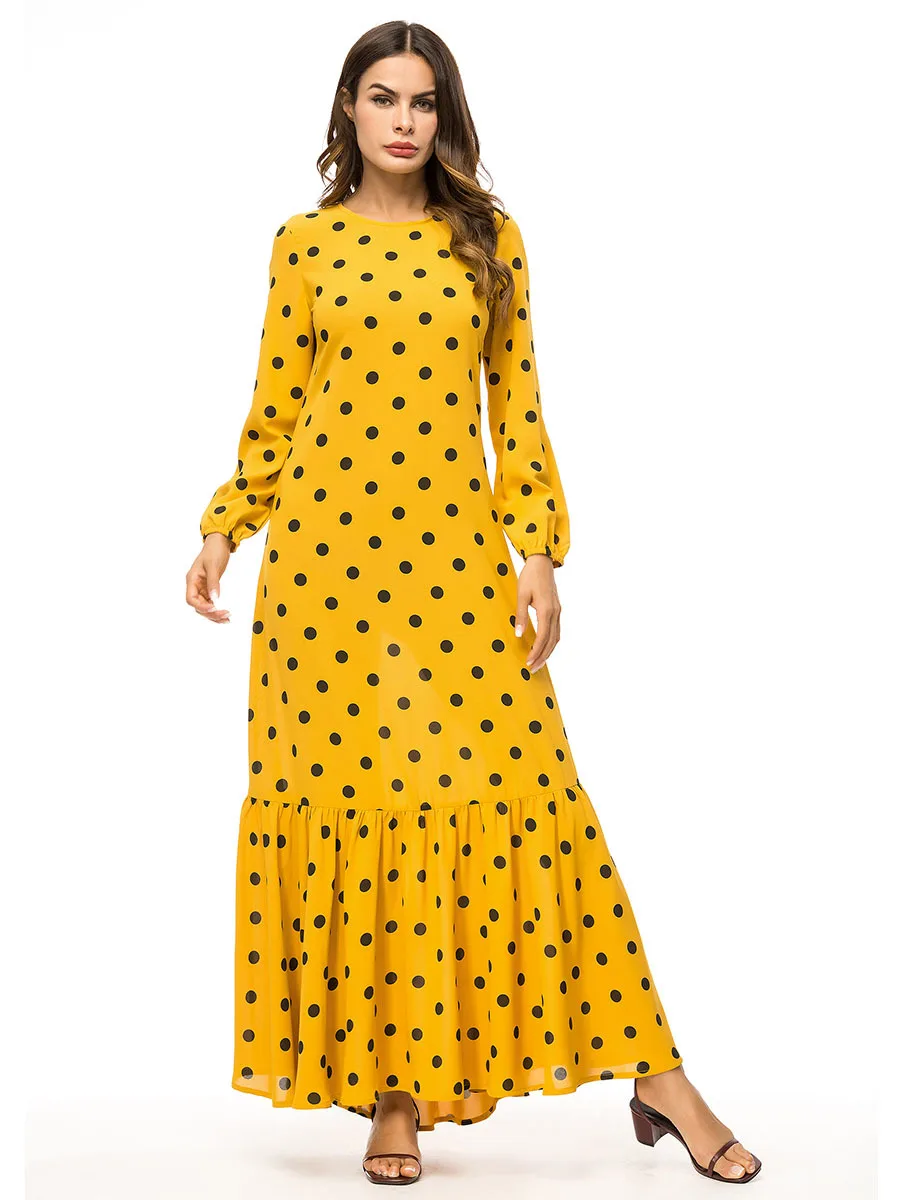 Женское мусульманское платье Abaya с оборками в горошек турецком стиле а силуэт