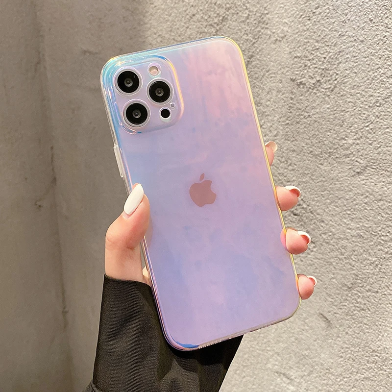 Чехол с радужным градиентом для iPhone 11 Pro Max 7 8 Plus XS XR X прозрачный силиконовый