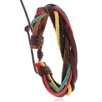 simple and versatile womens leather bracelet hand woven retro color couple jewelry first hand manufacturer source
