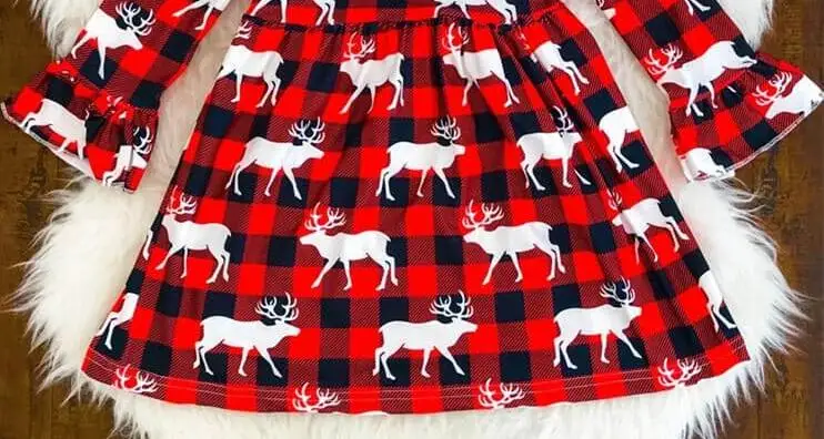 Рождественская Детская одежда в клетку с изображением овец и животных платье для