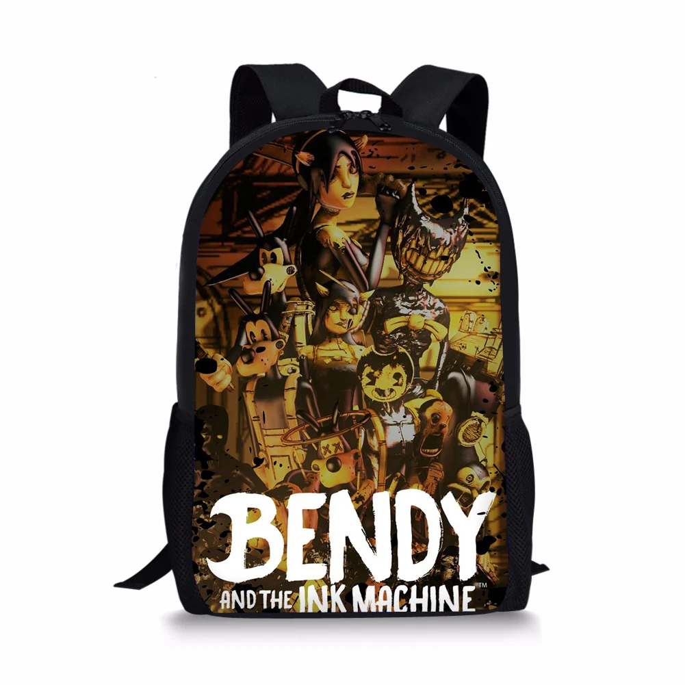 HALYUNASC Childrens' School Backpack Bendy-Ink-Game Design Pattern Students School Bag Teenagers Book-Bags Mochila