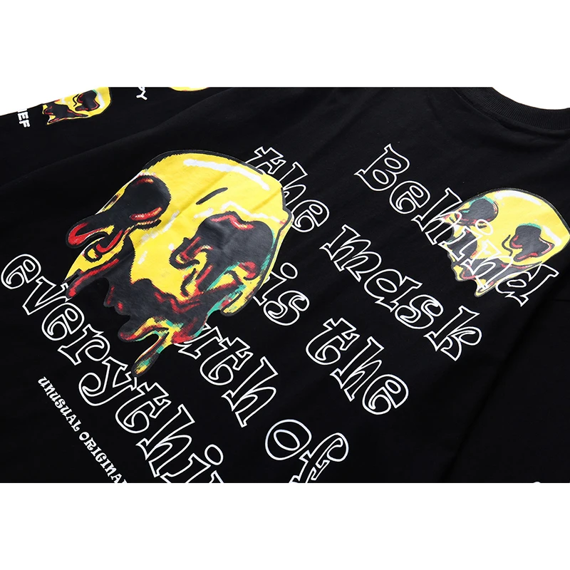 

Men's T Shirt Funny Printing Casual O-Neck Summer Letter Graffiti Long Sleeve Hip Hop High Quality Advanced Streetwear