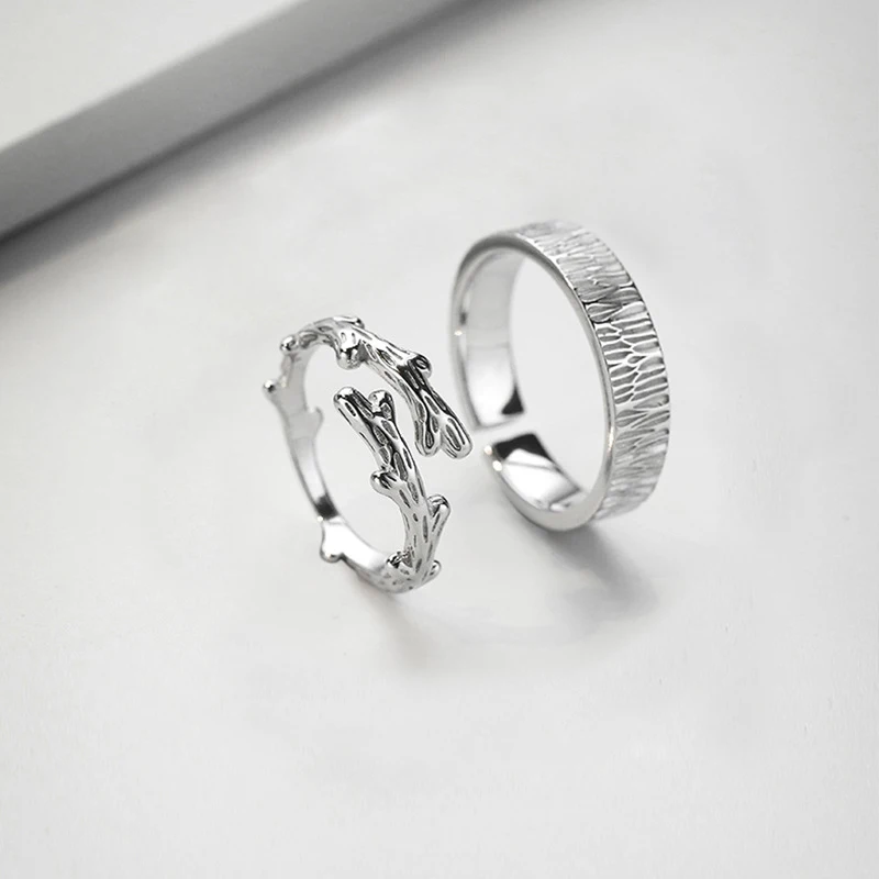 

Tree Branch Trunk Couple Ring Open Adjustable Rings For Lover Women Men Lady Girls Boys Valentine's Day Gift