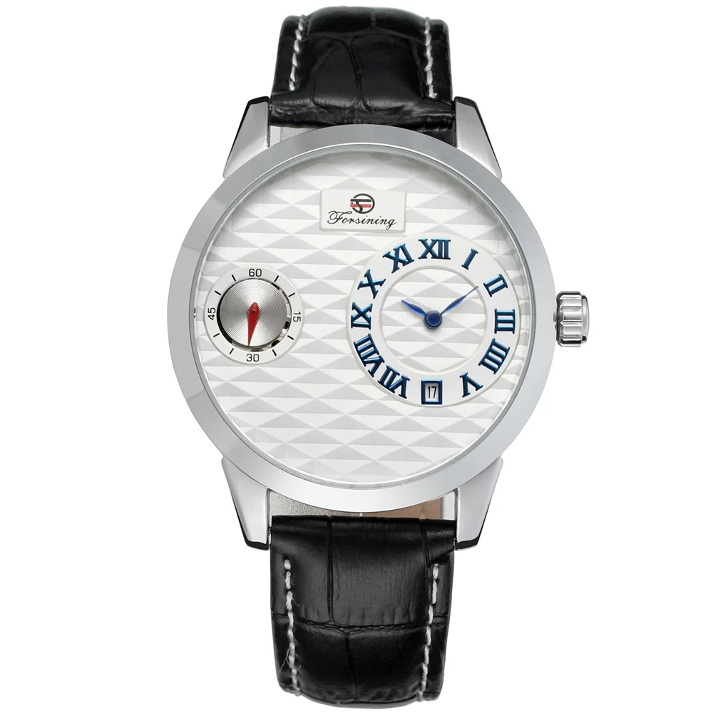 

New Forsining Rose Gold Small Roman Dial Business Automatic Mechanical Wristwatch Men Leather Band Casual Calendar Dress Watches