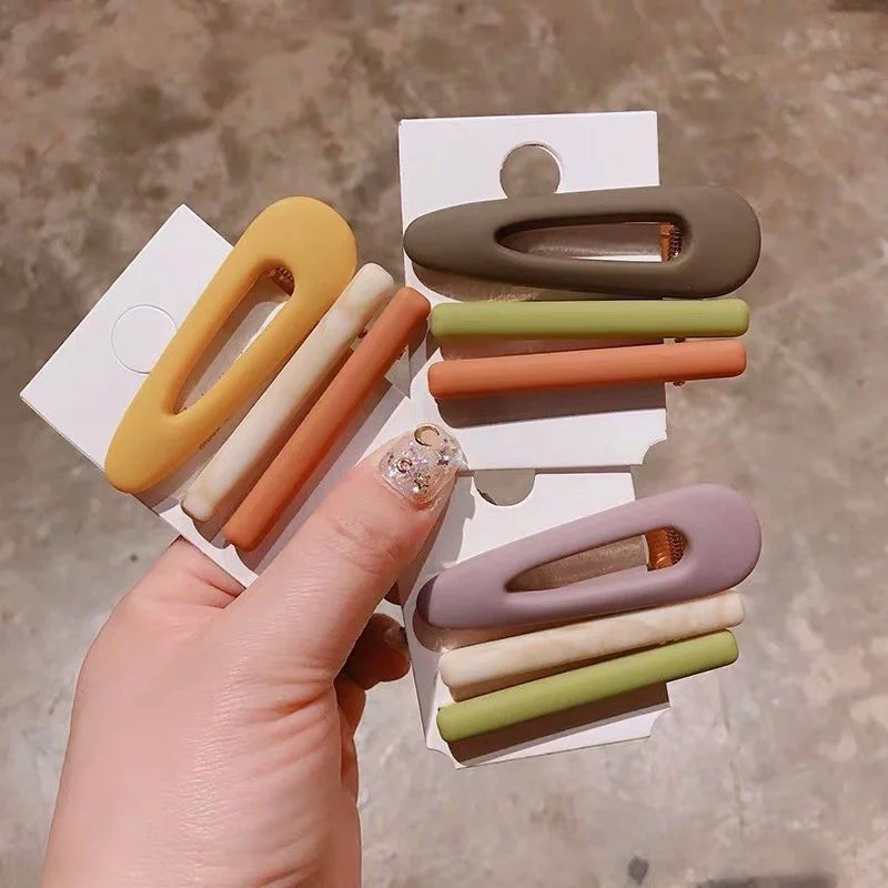 

3 Pcs/Set Candy Color Elegant Women Girls Fashion Hair Accessories Hair Clips Frosting Waterdrop Headwear Hairpins