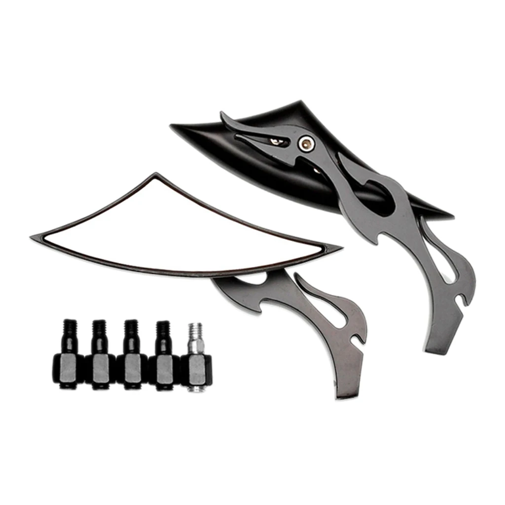 

Flame Custom Side Rearview Mirrors For Harley Motorcycle Cruiser Cafe Racer