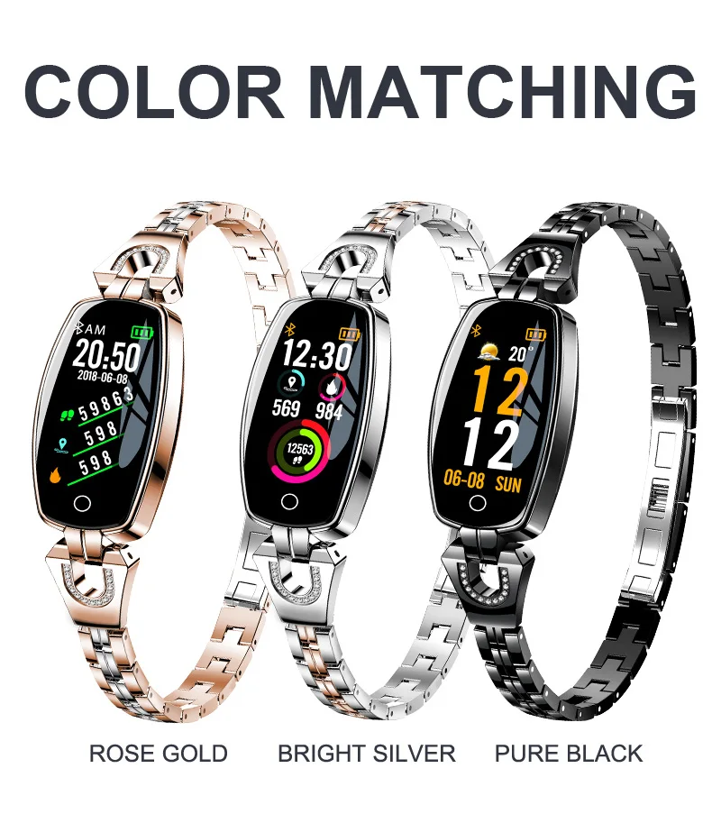 

Smart Watch Women 2021 For Android IOS Waterproof Fitness Bracelet Lady Smartwatch Sleep Heart Rate Monitor Gift H8