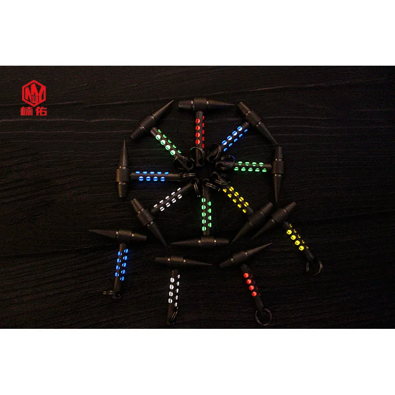 1PC Titanium Alloy Small Hammer Pendant Self-luminous Tritium Gas Tube EDC Luminous Keychain Necklace Pendant Signal Light