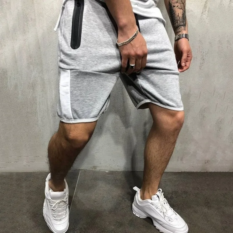 

QNPQYX New Streetwear Sports Men Shorts Slim Stitching Five-point Jogging Pants Casual Men's Tether Closure Hip Hop Sweatpants