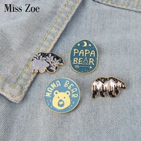 mama papa bear enamel pins custom mother father brooch lapel badge bag cartoon animals jewelry birthday gift