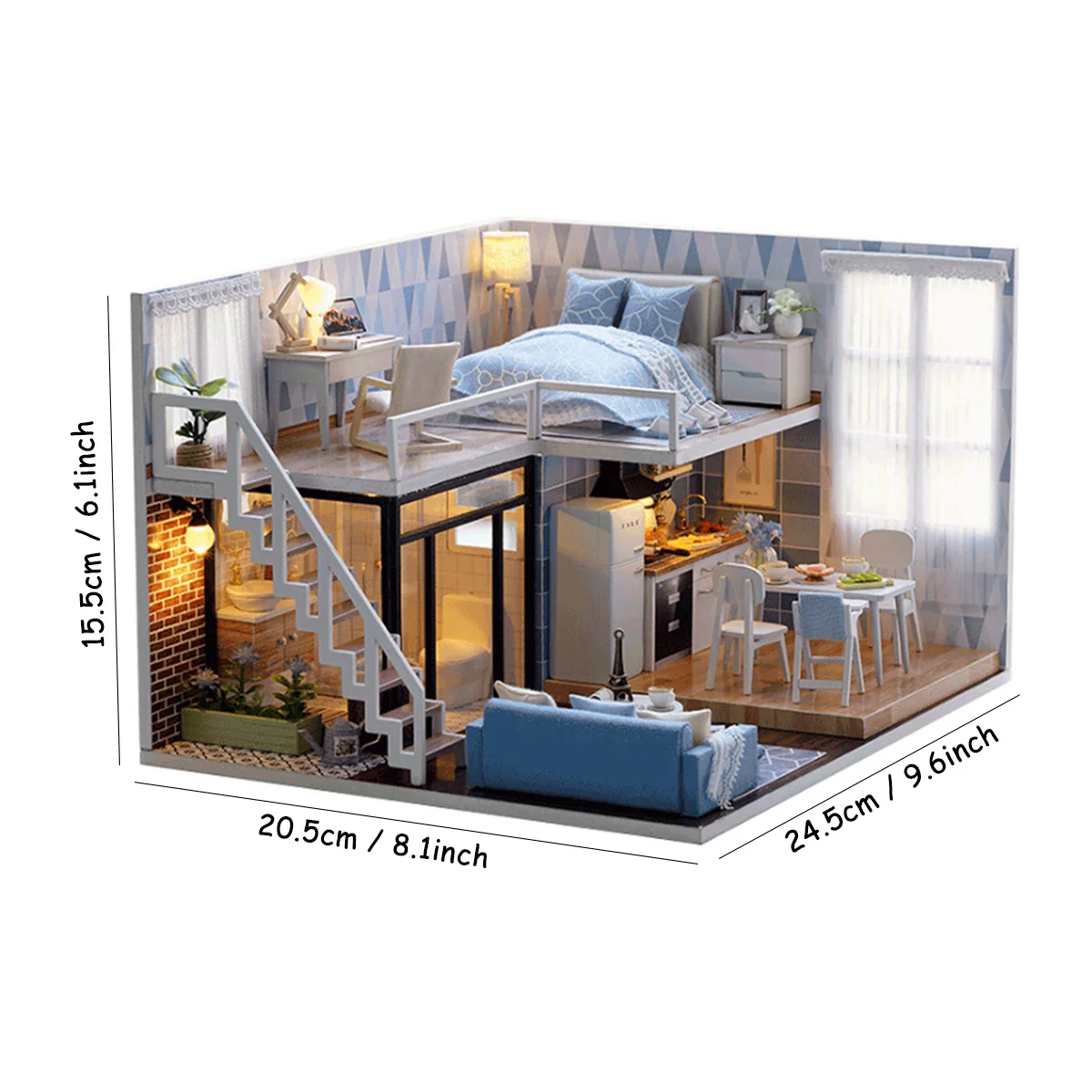 

DIY Doll House Miniature Dollhouse With Furnitures Kit Wooden Doll Houses Assembly Model w/ Lights Kids Birthday Christmas Gift