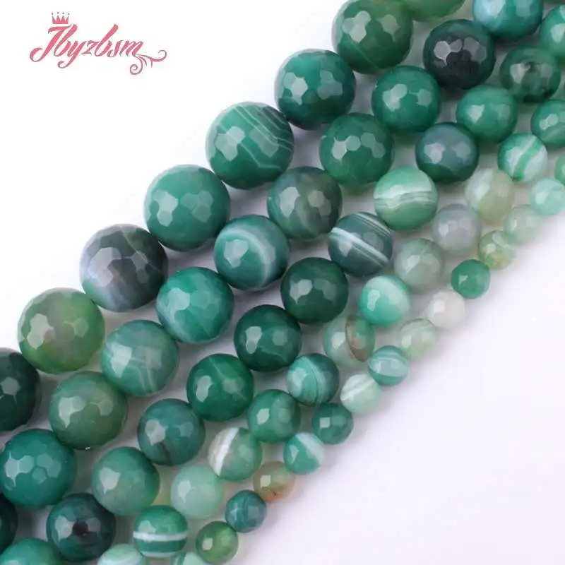 

Natural Green Agates Round Faceted Bead 6/8/10/12mm Stone Beads Loose Spacer For DIY Necklace Bracelet Jewelry Making Strand 15"