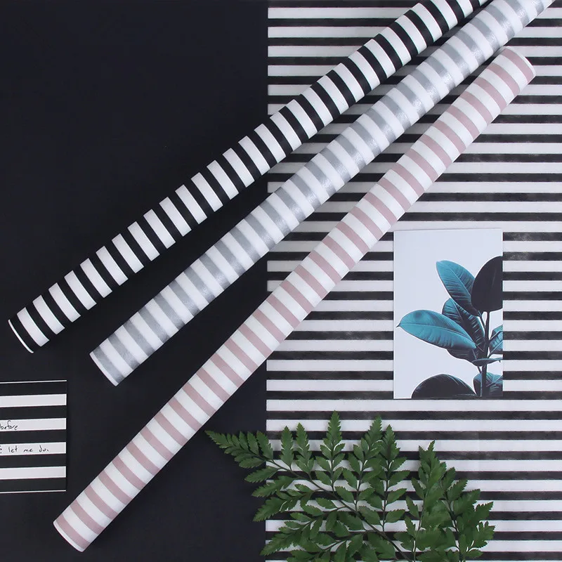 

58CMX10Yards/Roll Stripe Flower Wrapping Paper Milk Cotton Tissue Paper Birthday Gift Wrapping Paper