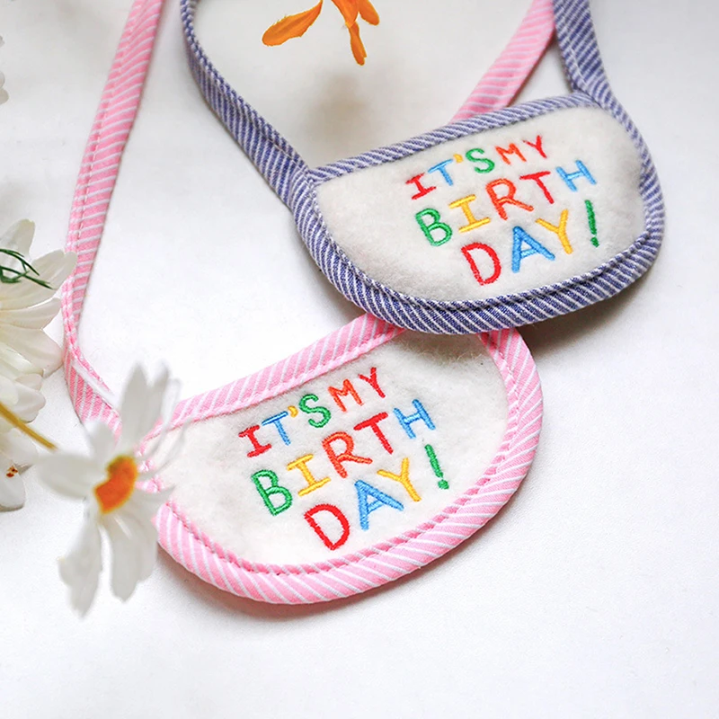 

Dog Cat Bibs Birthday Bib Pet Scarf Puppies Cat Scarf Embroidery Triangular Binder Small Dog Bandana Cute Kawaii