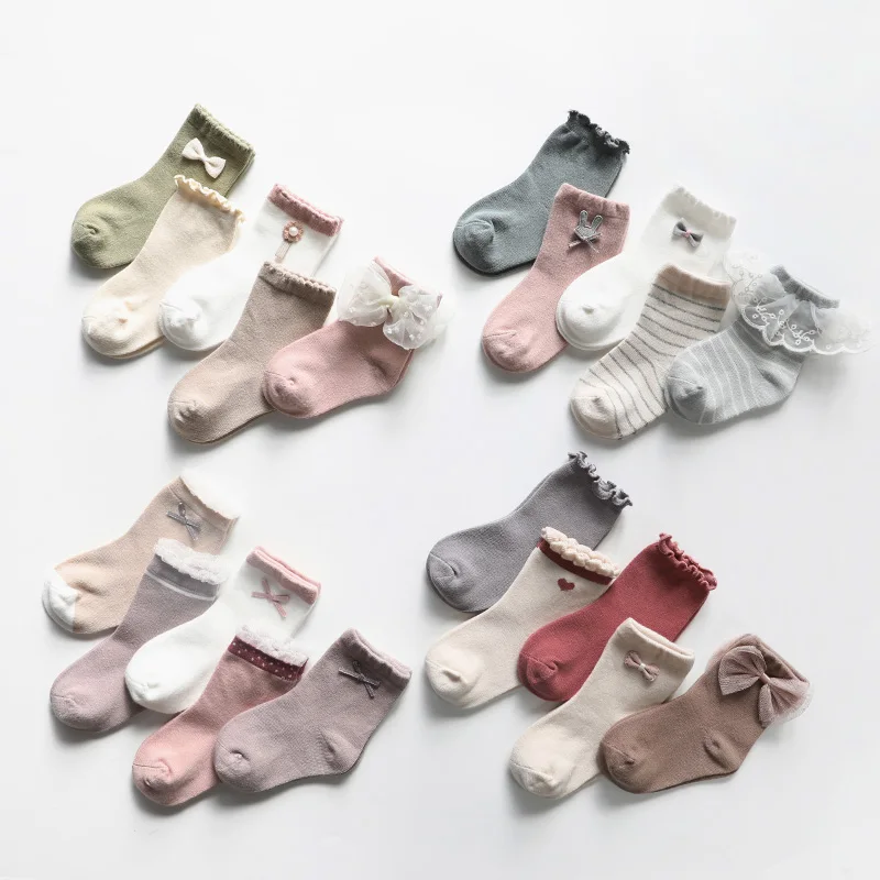 

5pairs/lot ruffle socks for girls socks kids girl lace tutu socks with ruffle bow school short socks cotton white toddler baby
