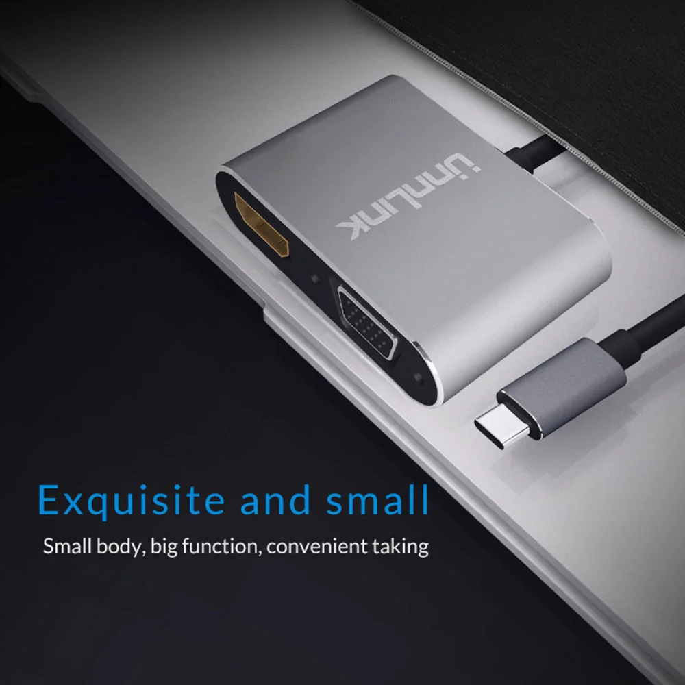 Unnlink USB-C to HDMI-совместимый конвертер Type C на VGA 4K Thunderbolt 3 для MacBook Galaxy s8 s9 s10 Dex mode p20 p30