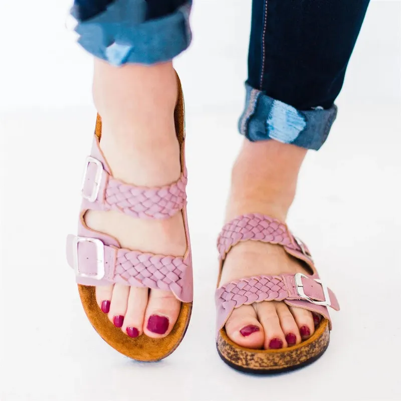 

Шлепанцы XKD4205 женские для отдыха, сланцы, пляжные сандалии с плетеными пряжками, повседневная обувь, летние Тапочки