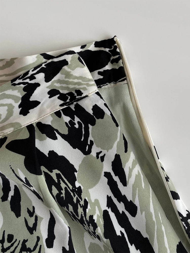 Женская длинная юбка на молнии элегантная с высокой талией и леопардовым принтом