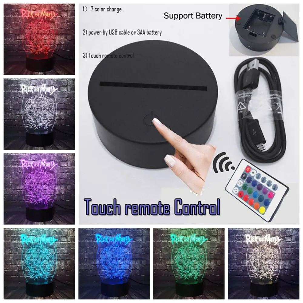 Remote 7 Color Рик и Морти комикс Юмор учёные мультфильм трещина светильник светодиодный 7 цветов изменить безопасный для ребенка спальный ночной Светильник модный детский подарок - Испускаемый цвет: Remote 7 Color