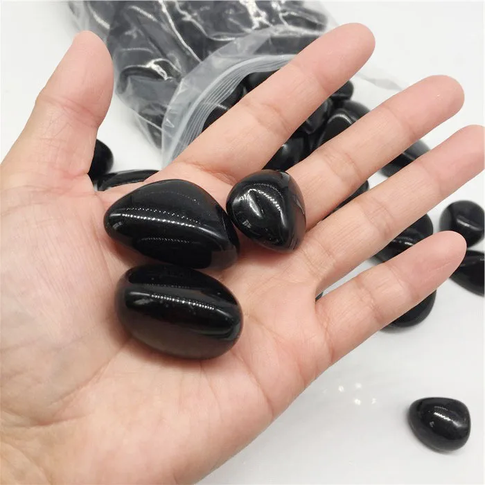 

100g Wholesale natural crystal healing black obsidian rock quartz tumbled stone crystal gravel for landscaping