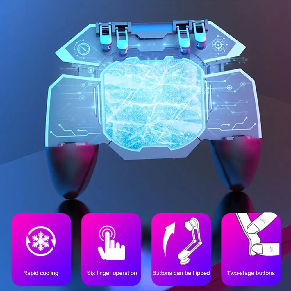 Мобильный игровой контроллер с шестью пальцами тихий портативный геймпад