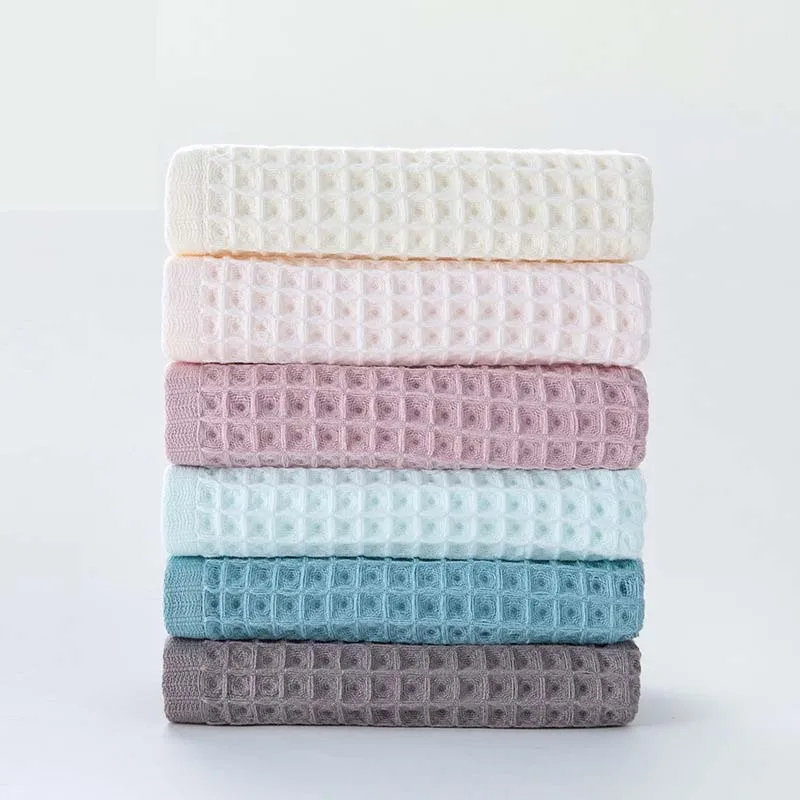 Вафельное Хлопковое полотенце для лица в японском стиле однотонное отеля