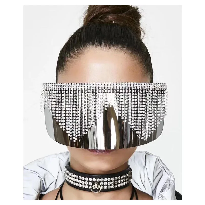 

Rhinestone Goggles Women/Men Over sized Sunglasses Female/Male New Fashion Big Frame Sun Glasses Colorful Diamond Luxury Shades