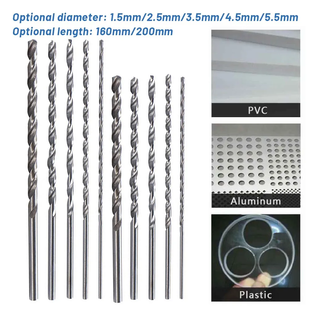 

1.5/2.5/3.5/4.5/5.5mm 160/200mm Extra Long Drill Bit For Aluminum For Plastic