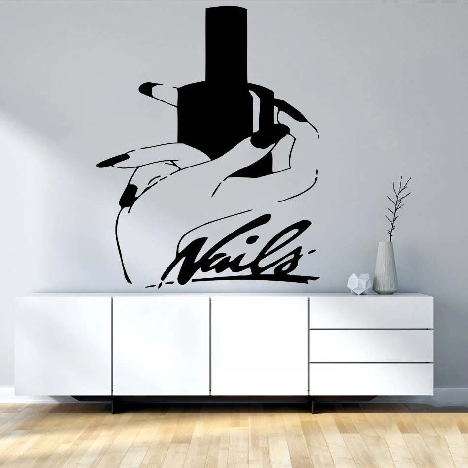 Nails Art Виниловые наклейки на стену для салона красоты и маникюра Съемный Настенный декор для гостиной и спальни P ZX285