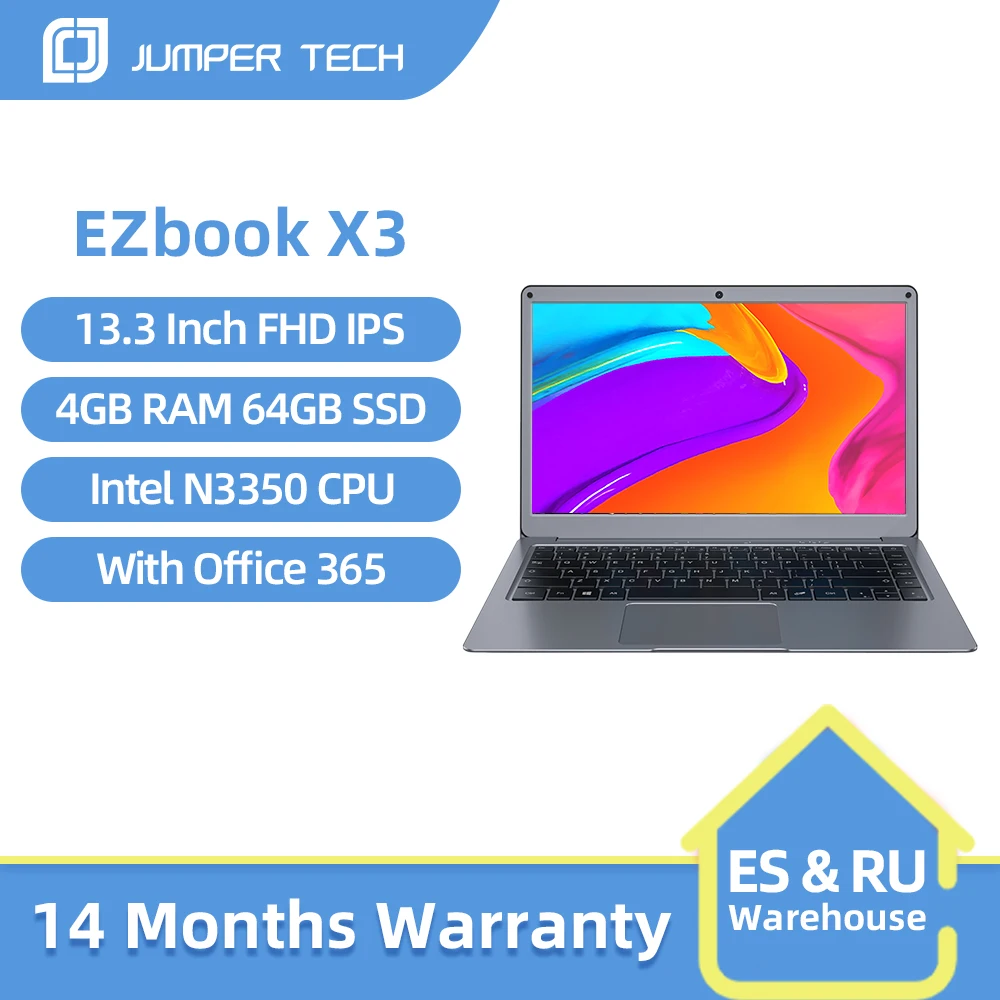 Get NEW  Jumper EZbook X3  Notebook  4/8GB  64/128GB 13.3 inch 1920*1080 IPS Screen Intel Ultra Slim laptop Win10  2.4G/5G WiFi