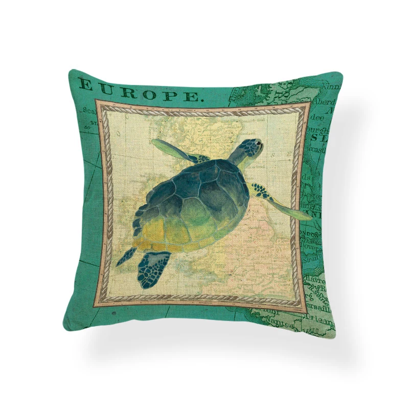 Милая забавная наволочка Зеленая Черепаха компас КИТ мультяшная украшение для
