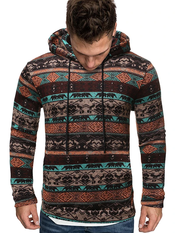 Мужская толстовка с этническим принтом и карманом кенгуру от ZAFUL толстовки